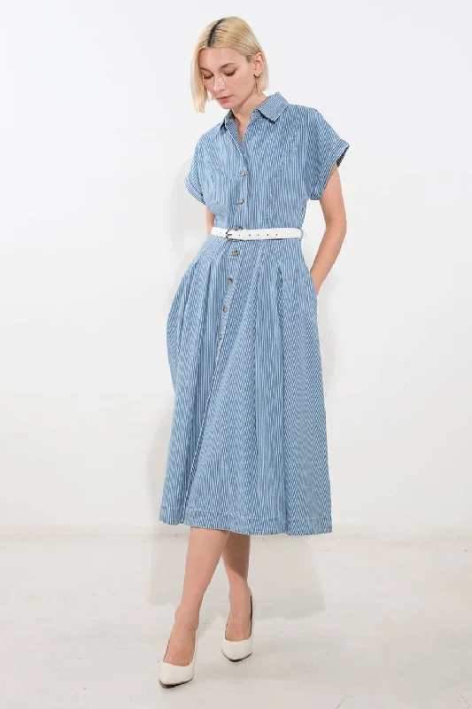 SOAK IN THE SUN DENIM MIDI DRESS New In This Season