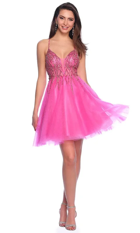 Dave & Johnny 11764 - Beaded Bodice Plunging Cocktail Dress Seasonal Picks