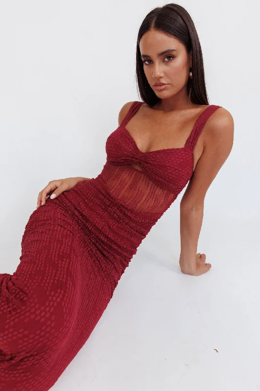 Oliana Lace Midi Dress Burgundy Evening Looks