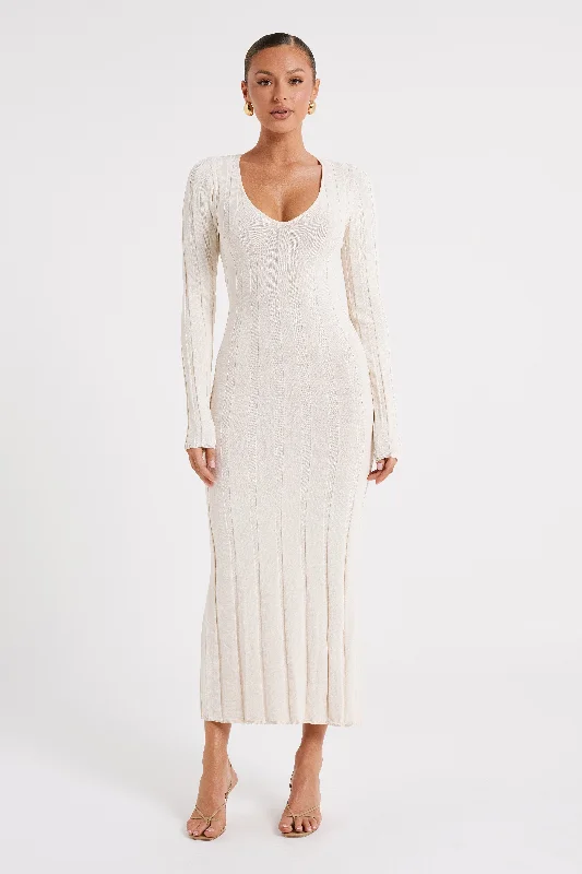 Ciara Ribbed Maxi Dress - Ivory Cool Prices