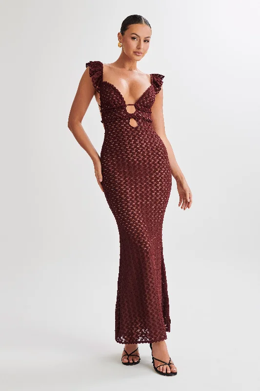 Ezra Lace Maxi Dress - Plum Huge Savings On Parisian Styles