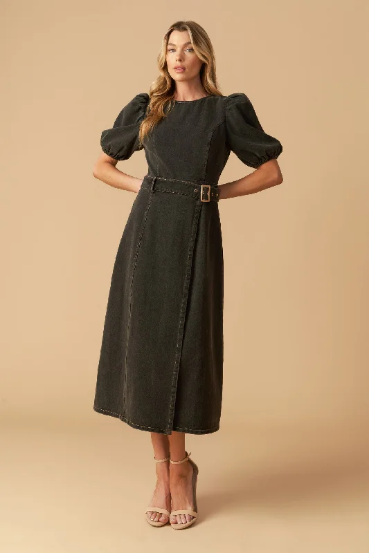 FOR THE DAY DENIM MIDI DRESS Evening Elegance