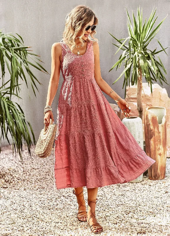 Sue A-line Sleeveless Summer Midi Dress Stylish Savings