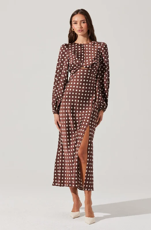 Suzy Polka Dot Midi Dress Trendy Street Style