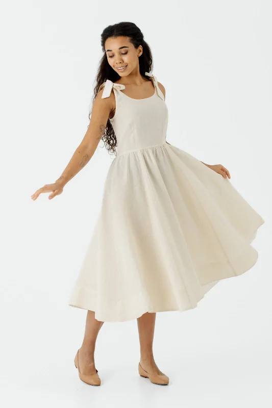 Amelia Dress, Sleeveless, Hemp, Milky White Graceful Movement