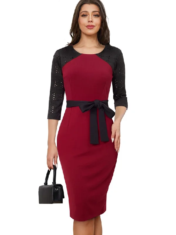 BerriesJam - Contrast Color Patchwork Formal Work Dress Bold Fashion