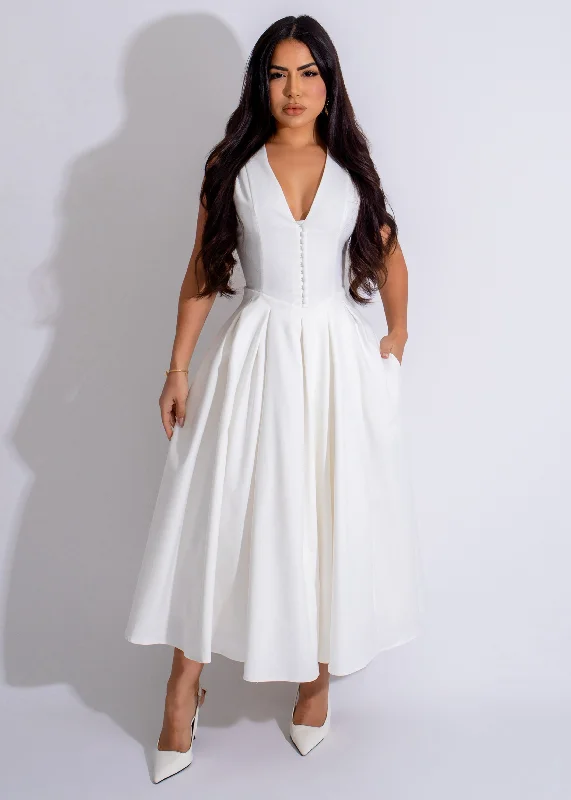 Timeless Elegance Midi Dress White* Sophisticated Outfits