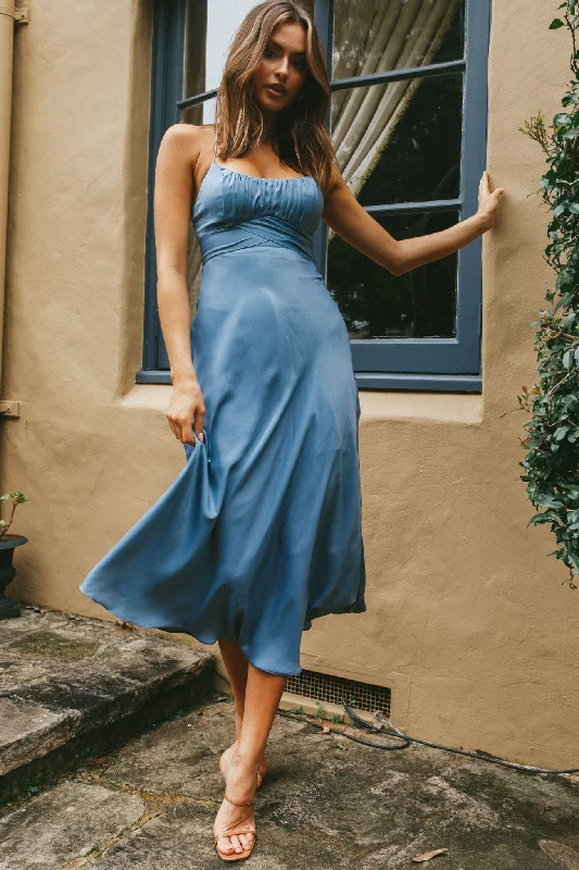 Linka Cami Strap Midi Dress Dusty Blue Get The Latest Trends