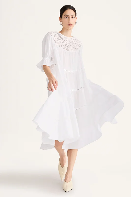 Paradis Eyelet Dress in White Seasonal Sale