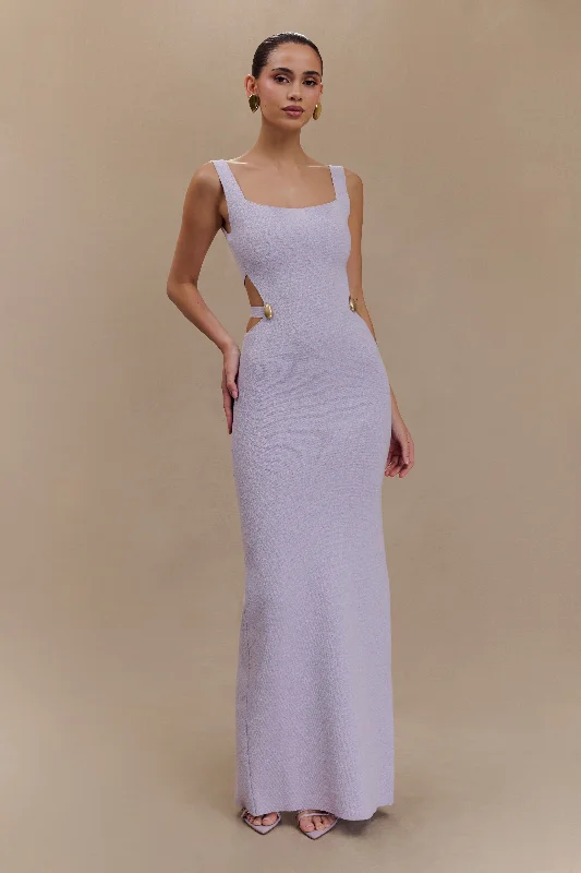 Alysanne Cut Out Knit Maxi Dress - Lilac Casual Elegance