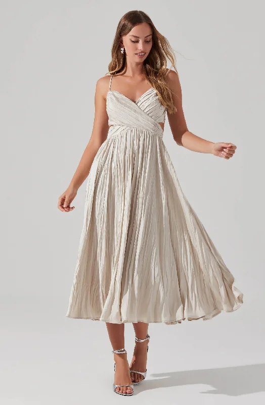 Capitola Pleated Midi Dress Style Revolution