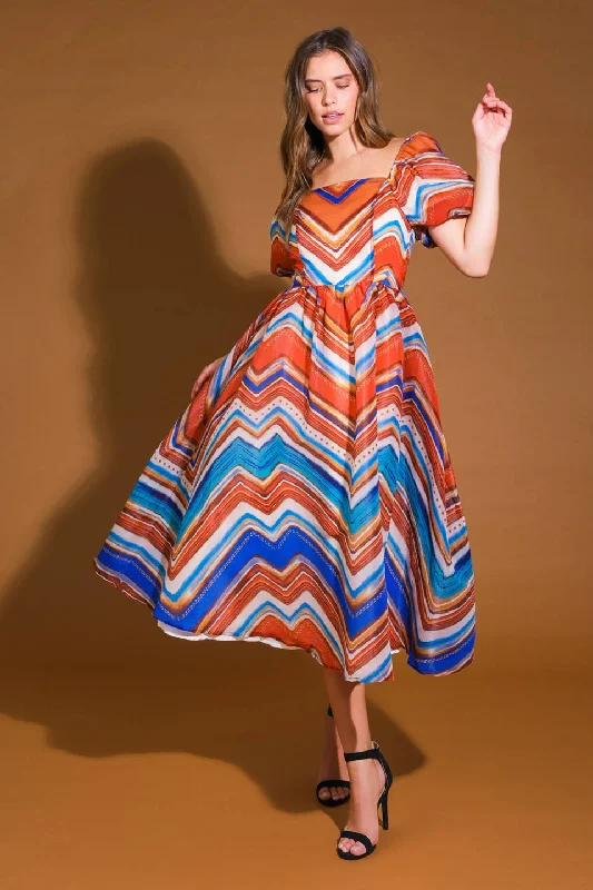 BRIGHT PERSONALITY WOVEN MIDI DRESS Chic Outfits