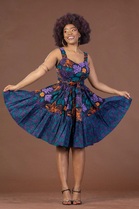 Bambi Ankara Sleeveless Midi Dress | Purple and Orange African Print Unleash Your Trend Driven Style