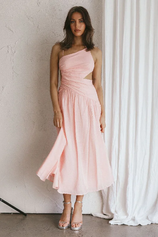 Destination Open Back Midi Dress Blush Exclusive Sale