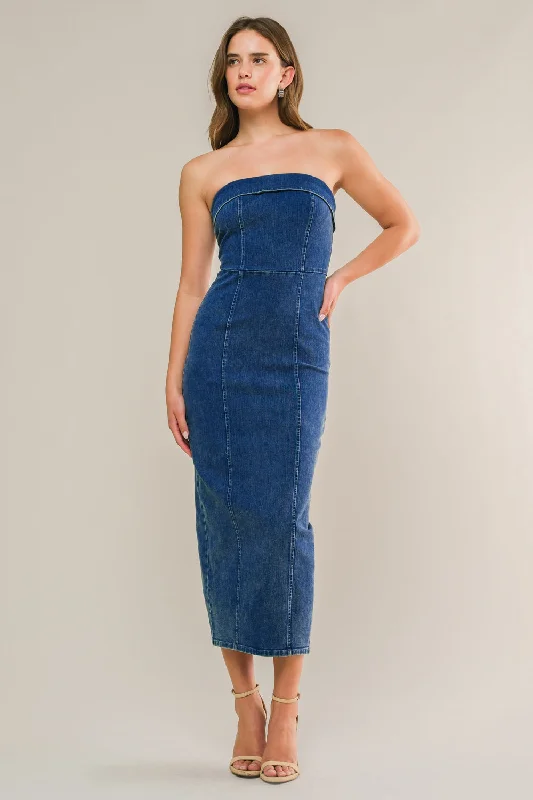 ENDLESS SUNSETS DENIM MIDI DRESS Chic Style, Always In Vogue