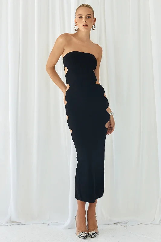 NALINI MIDI DRESS - BLACK Chic & Cozy Apparel