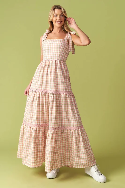 IMAGINE THAT GREEN PINK PLAID MIDI DRESS Snag Fabulous Fashion Bargains