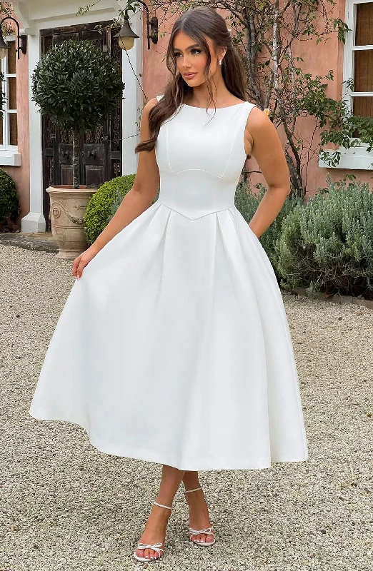 Clarabella Midi Dress - Ivory Limited Time Deal