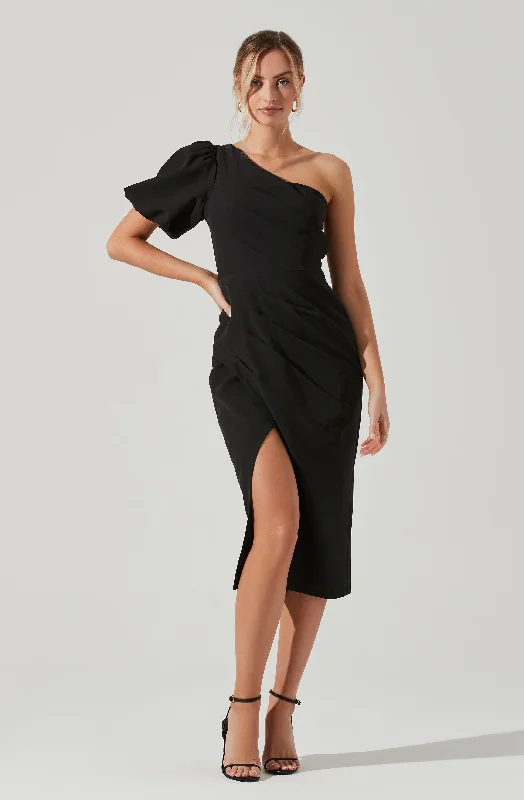 Joelle One Shoulder Midi Dress Trend Alert