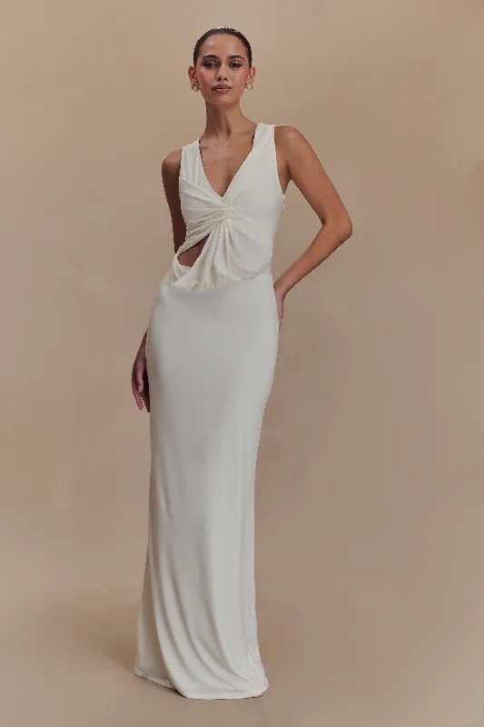 Kassidy Peached Jersey Maxi Dress - Ivory Your Timeless Wardrobe Awaits