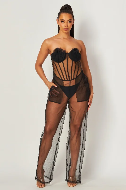 Take My Love Mesh Tube Sheer Straight Leg Jumpsuit Modern Glamour