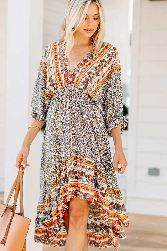 Boho Summer Cream White Floral Midi Dress Score Big On Glamorous Red - Carpet Styles