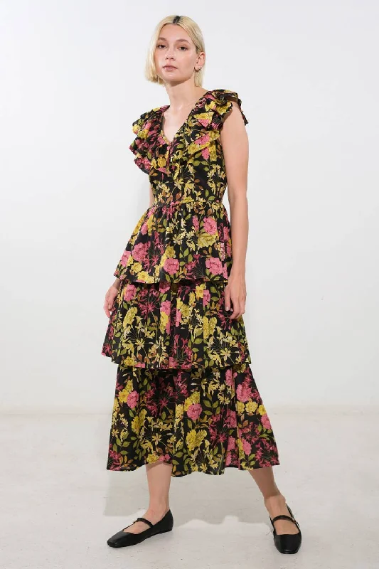 GRACEFUL GATHERING WOVEN MIDI DRESS Discount Extravaganza