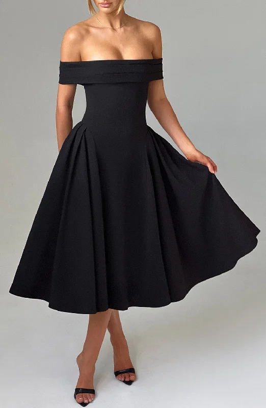 Miranda Midi Dress - Black Save On Classic Elegant Styles