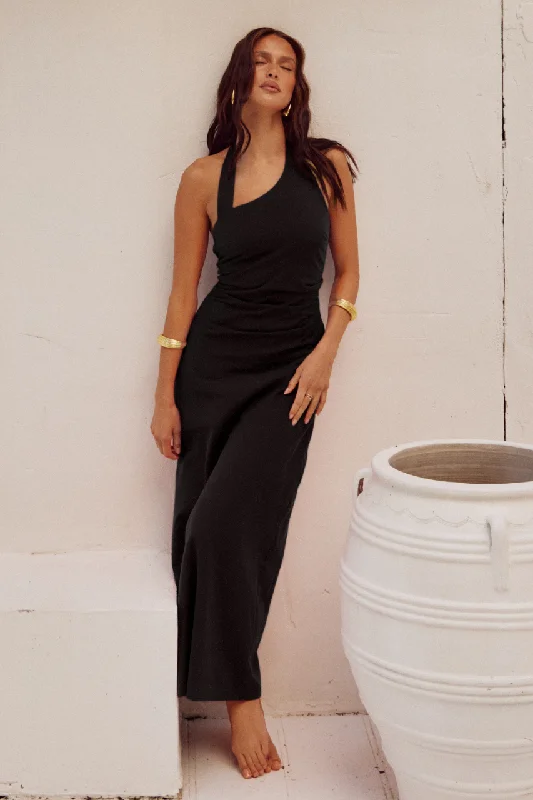 SAPHIRA LONG MIDI DRESS - BLACK Style Streetwear