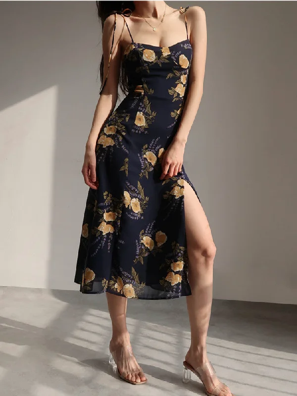 Candice Flower Print Spaghetti Strap Midi Dress Now On Sale For Chic Urban Styles