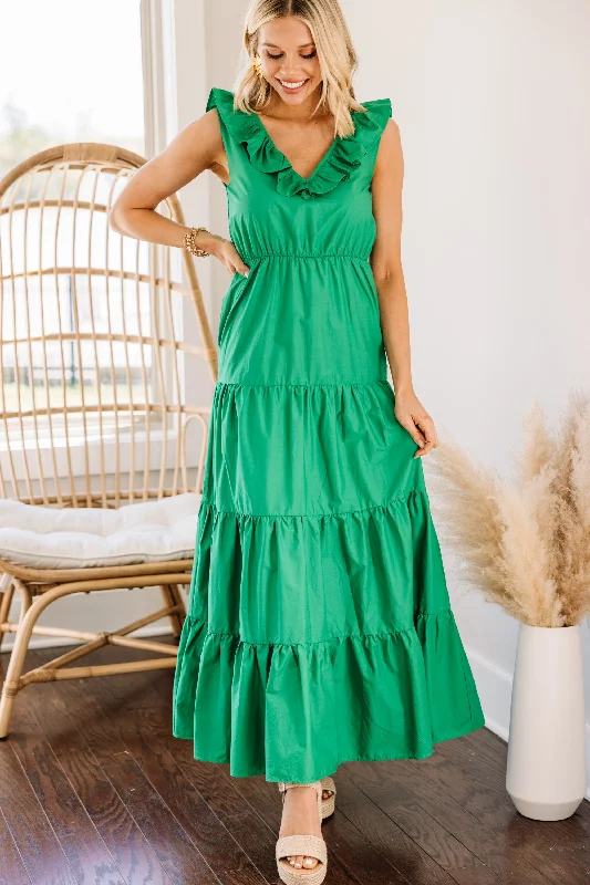 Around We Go Kelly Green Maxi Dress Effortless Comfort