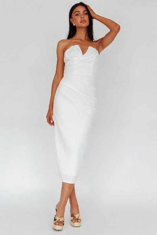 Hartly Strapless V-Neck Midi Dress Off White Best Deals Of The Season