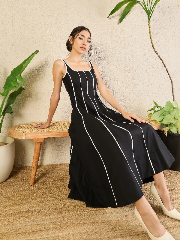 Corset Fit Poplin Panelled Midi dress Classic Women's Fashion