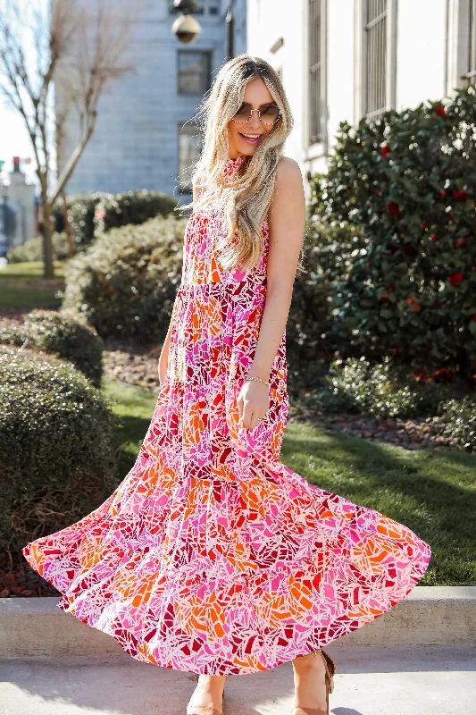 FINAL SALE - Stunning Enchantment Pink Tiered Maxi Dress Feminine Soft - Hued Styles