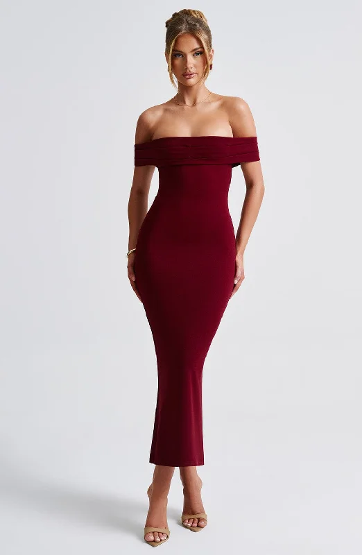 Bex Midi Dress - Burgundy Boho - Chic Festival - Ready Style