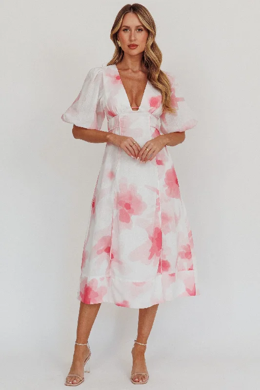 Elias Puff Sleeve Midi Dress Blush Must Haves