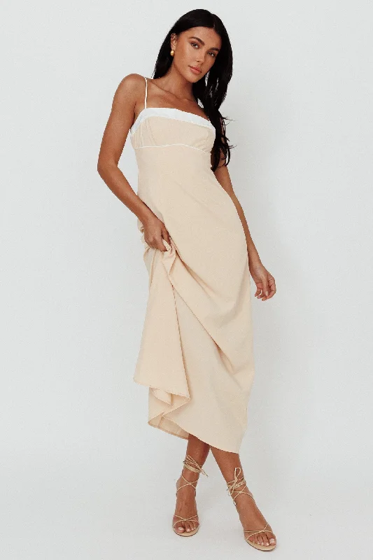 Taera Cami Strap Midi Dress Oat Fashion Forward Outfits