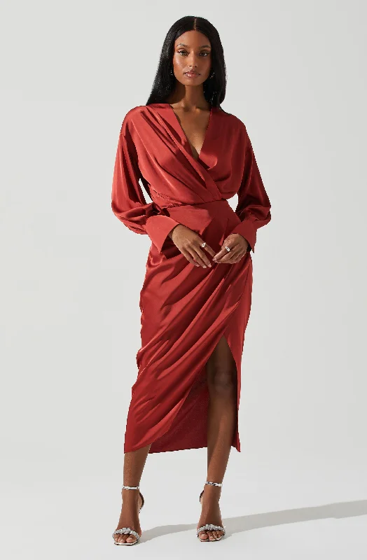 Sadyra Drop Shoulder Wrap Dress Don't Miss Out