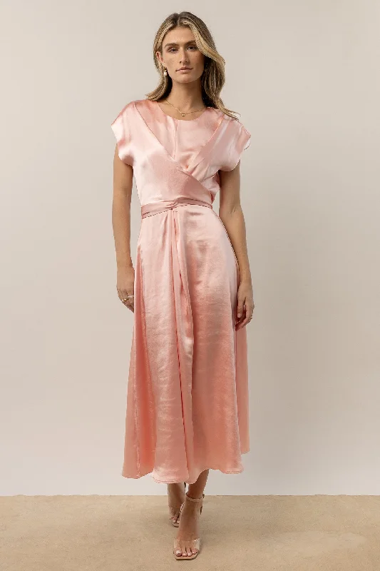 Rosalind Midi Dress in Pink Holiday Glam