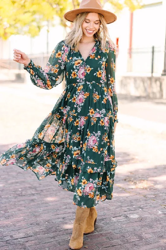 Where You Belong Green Floral Maxi Dress Trendy Fashion For Women