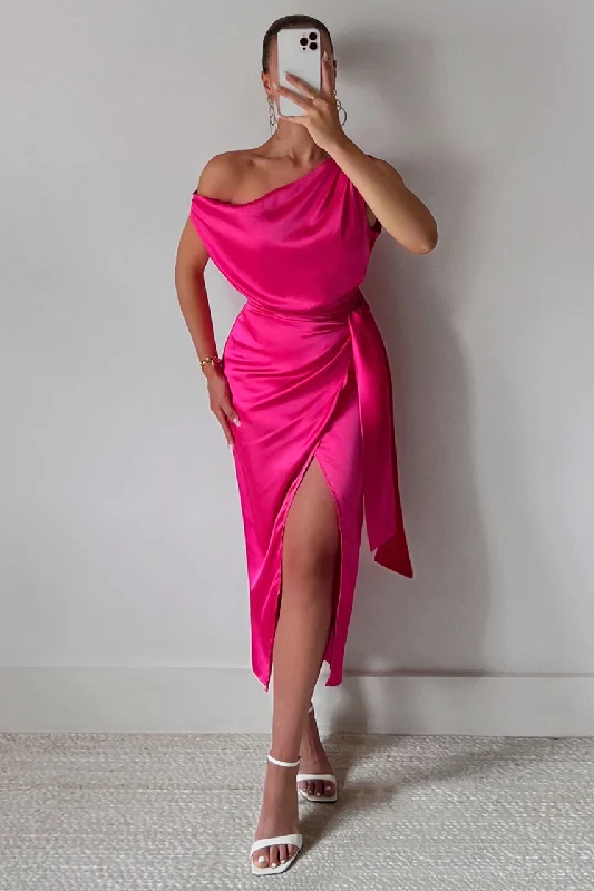 CHARISMA MIDI DRESS - HOT PINK Effortless Comfort