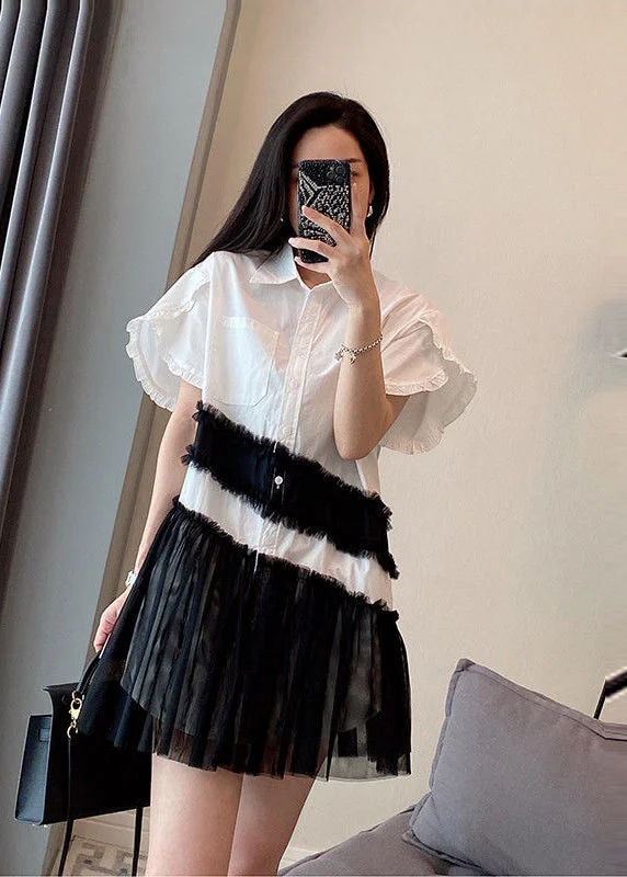 Unique White Oversized Patchwork Cotton Mini Dresses Summer The Latest Fashion Trends