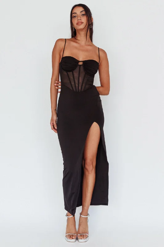 Ginny Sheer Bodice Maxi Dress Black Chic And Edgy