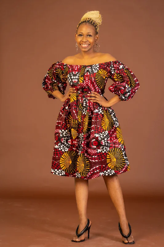 Sophia Ankara Midi Dress | Red and Yellow African Print Browse Our Top Products