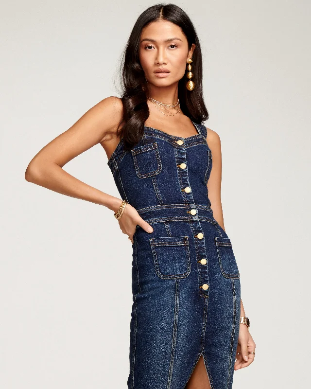 Monica Denim Midi Dress Urban Femme Streetwear