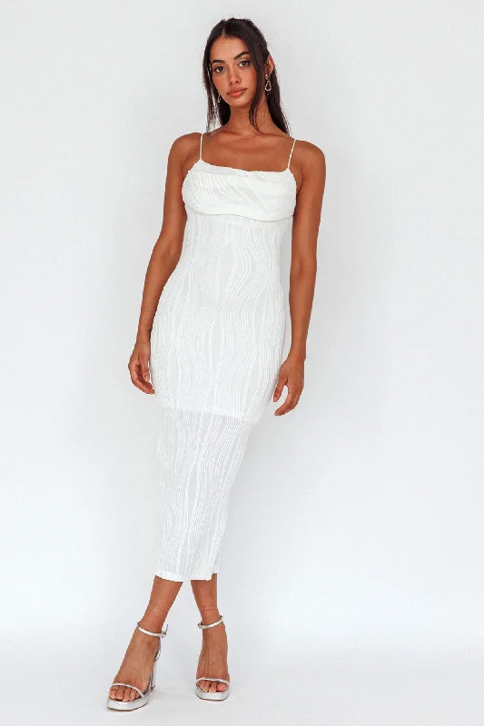 Well Versed Pleated Bust Textured Maxi Dress Off White Buy More, Save More