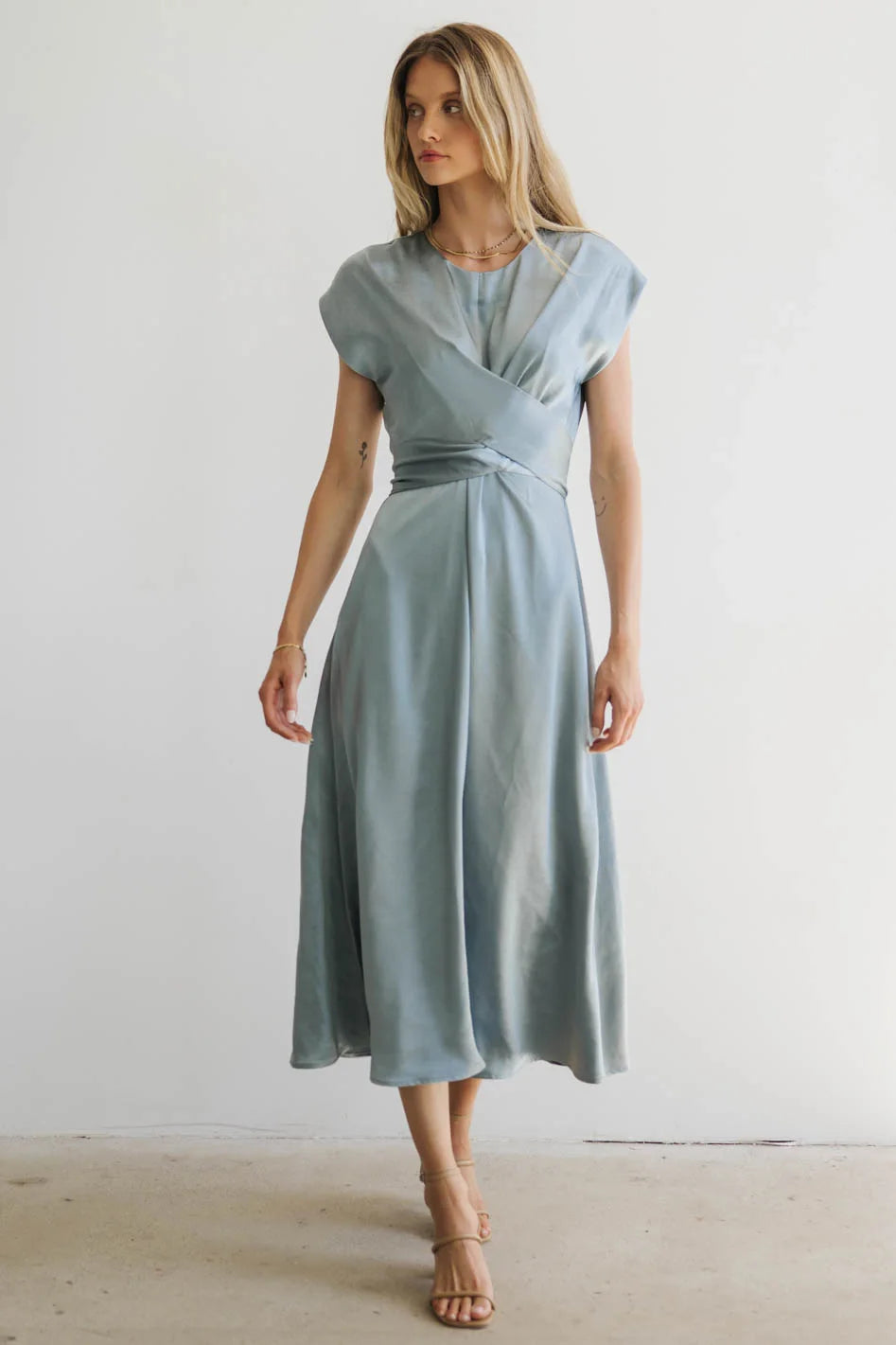 Rosalind Midi Dress in Blue Unbeatable Prices