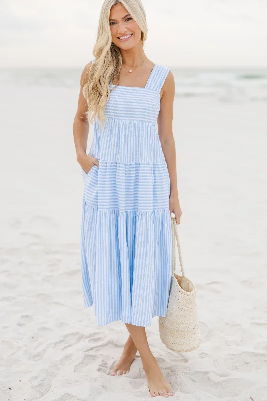 Going The Distance Blue Midi Dress Today Only