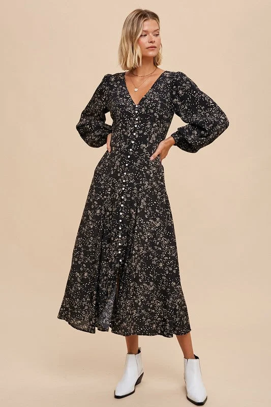 FRANNIE VISCOSE FLORAL BUTTON DRESS Day To Night Styles