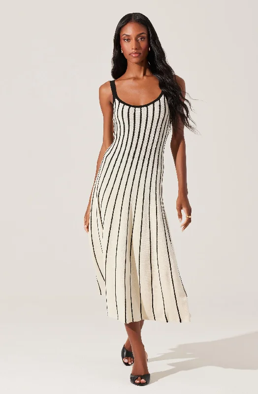 Irecia Stripe Sweater Midi Dress Minimalist Office - Ready Style